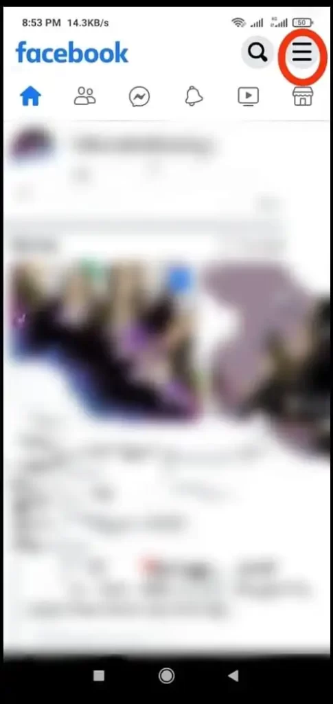 Facebook Menu button
