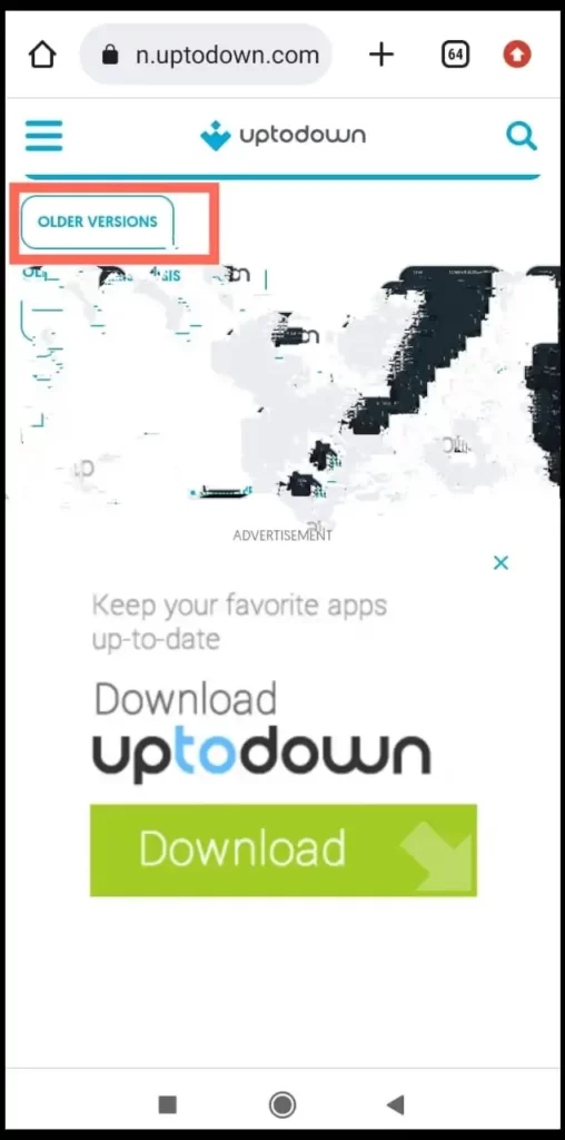 Uptodown older versions button