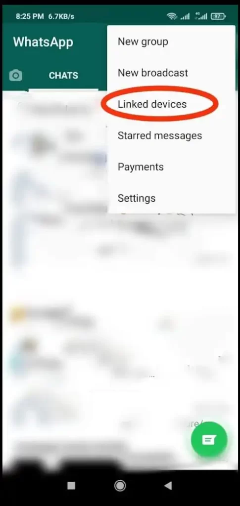 WhatsApp Linked devices button