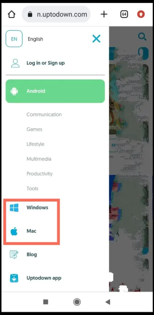 uptodown Windows, Mac button
